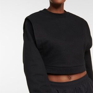 Alo Yoga Cropped Fresh Coverup Sweatshirt Womens S Black Athleisure